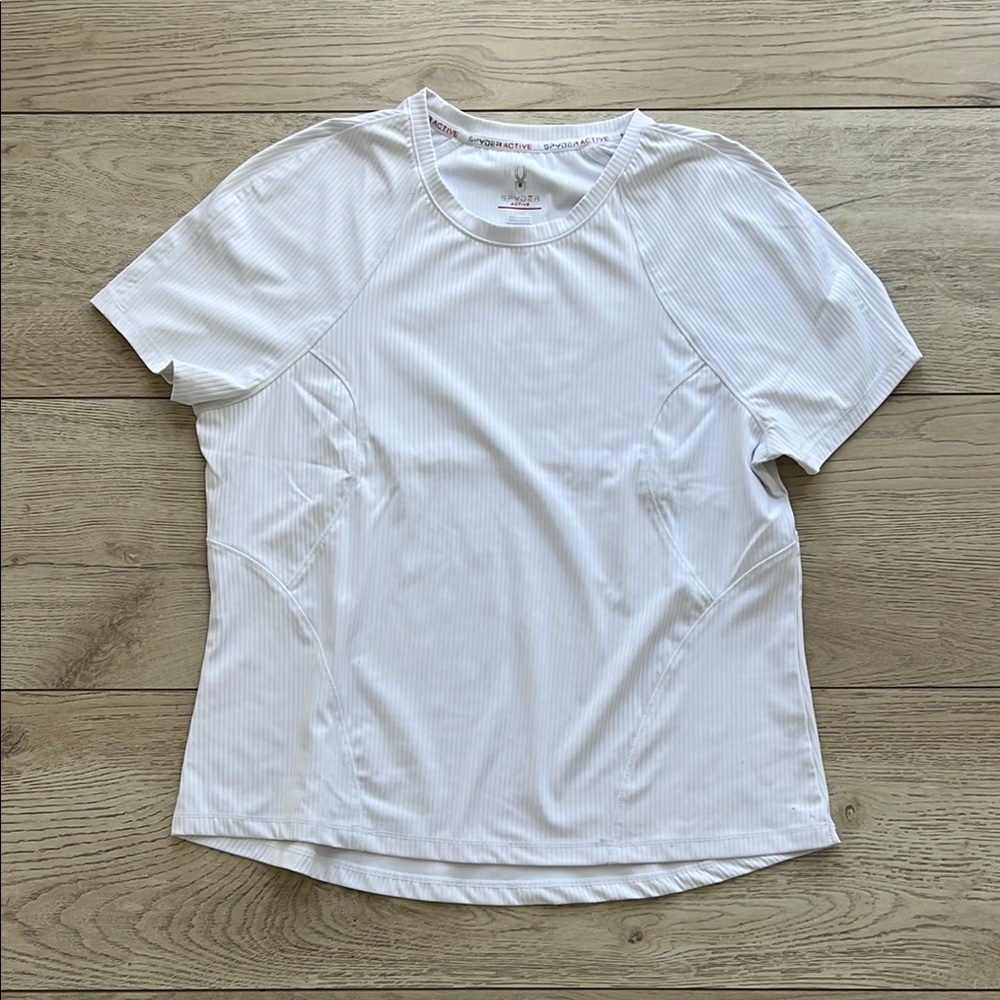 Spyder Active White Athletic Top tee ribbed woman size L